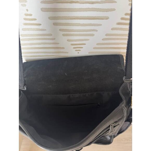 Vintage Black Leather Suede Messenger Bag - Picture 6 of 6